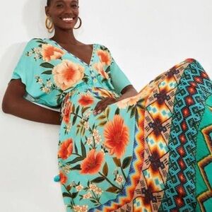 FARM RIO - Beautiful Awavena Turquoise Maxi Dress